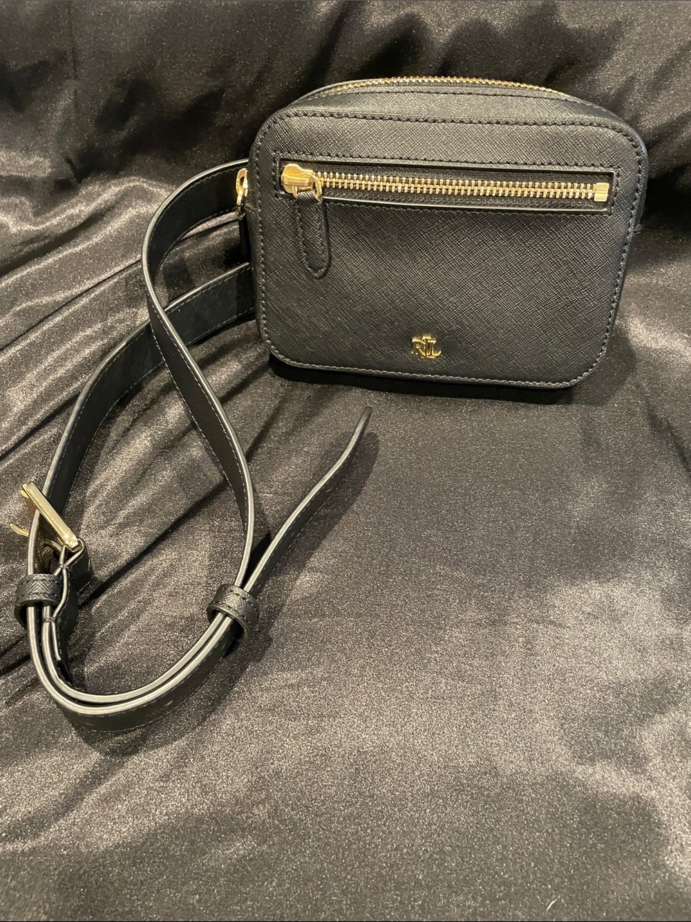 Ralph Lauren Black Crossbody / Waist Bag with Gold Hardware